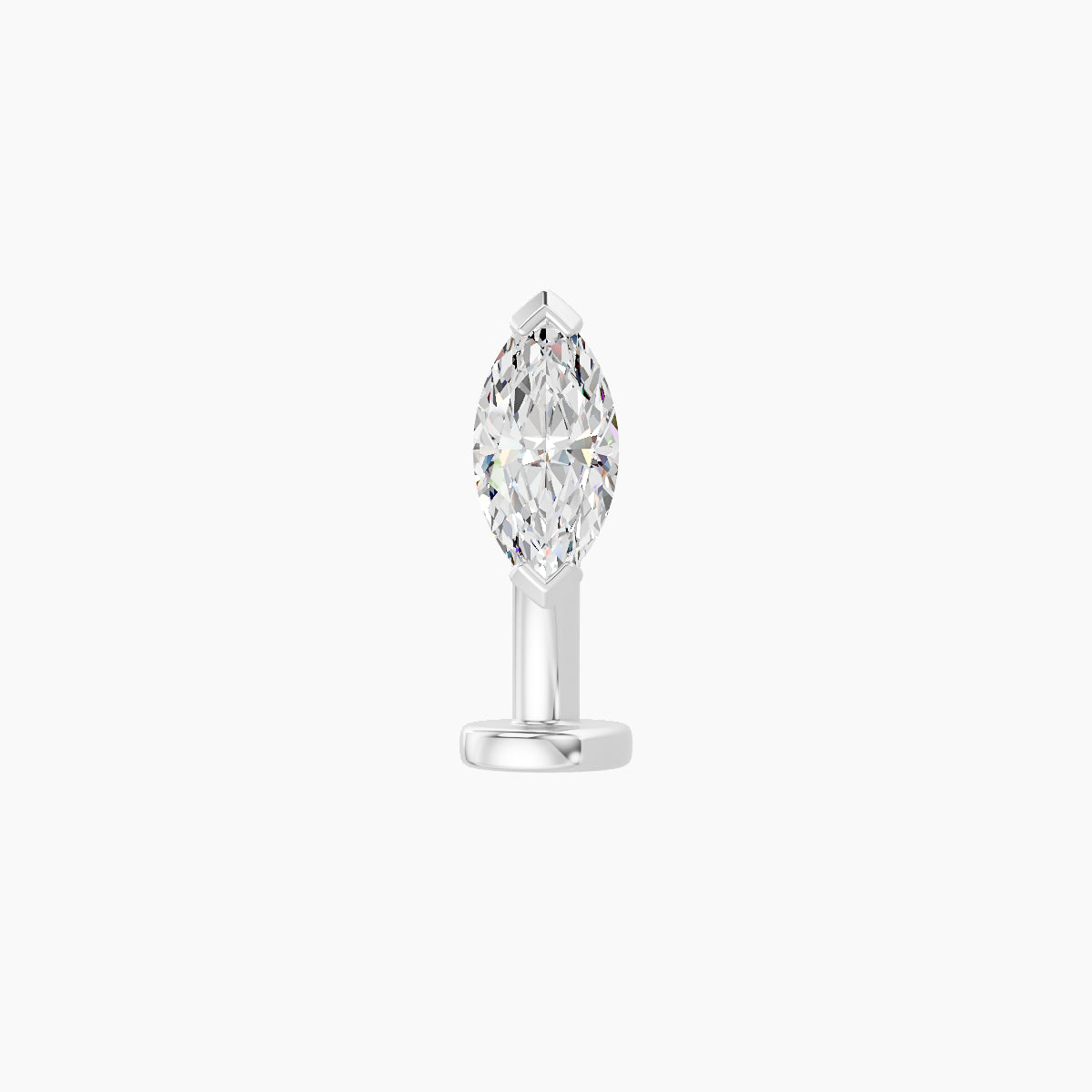 Nut | 18k White Gold 7 mm 8 mm Marquise Diamond Floating Navel Piercing