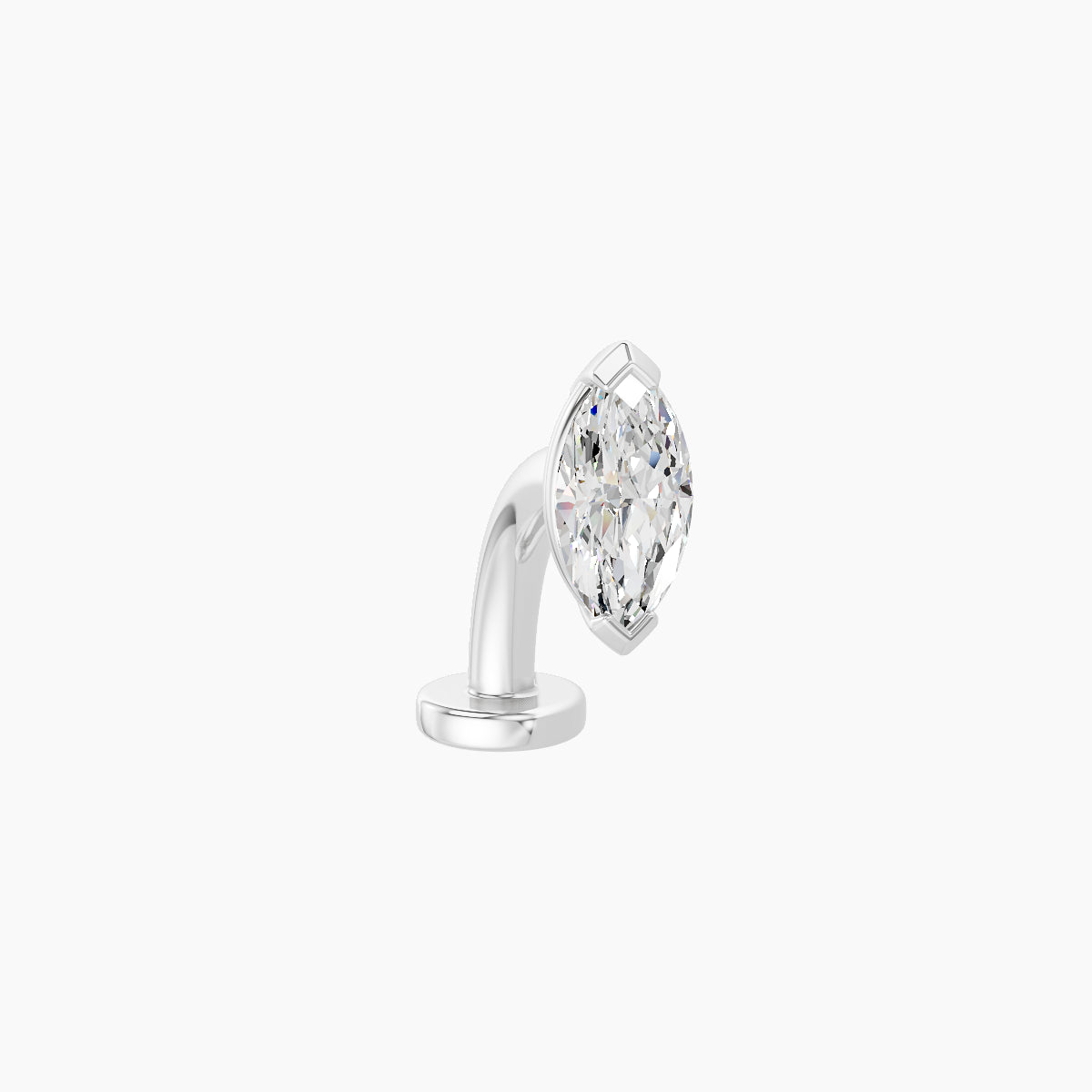 Nut | 18k White Gold 7 mm 8 mm Marquise Diamond Floating Navel Piercing