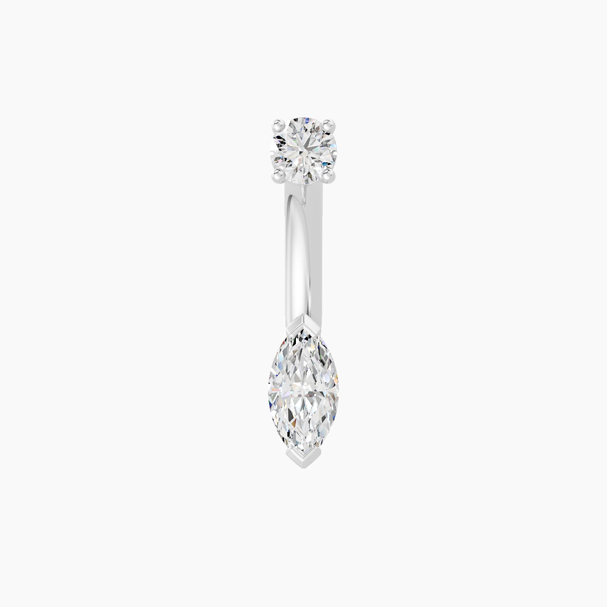 Nut | 18k White Gold 7 mm 8 mm Marquise Diamond Navel Piercing