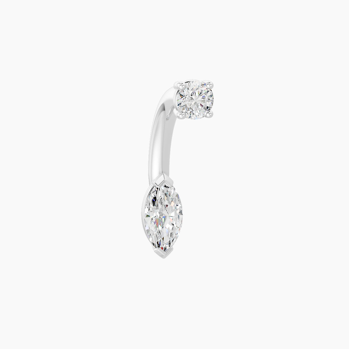 Nut | 18k White Gold 7 mm 8 mm Marquise Diamond Navel Piercing
