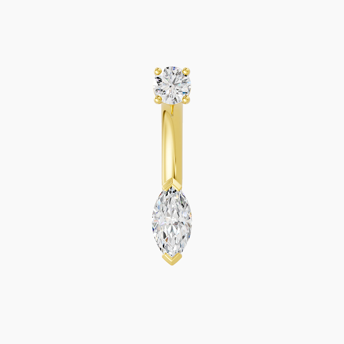 Nut | 18k Yellow Gold 7 mm 8 mm Marquise Diamond Navel Piercing