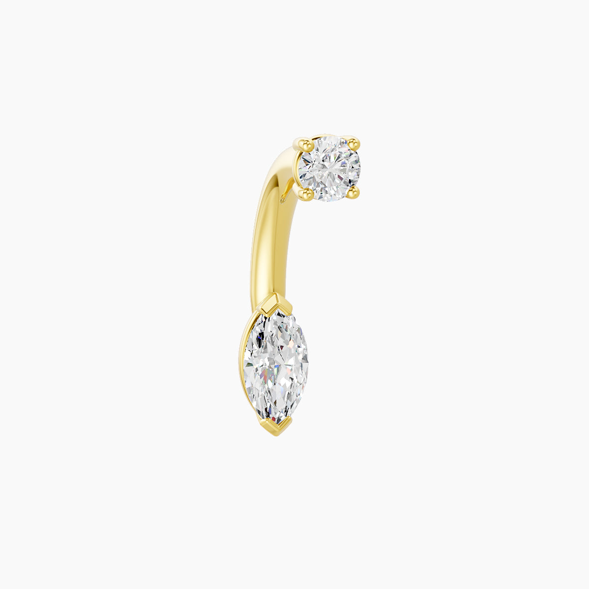 Nut | 18k Yellow Gold 7 mm 8 mm Marquise Diamond Navel Piercing