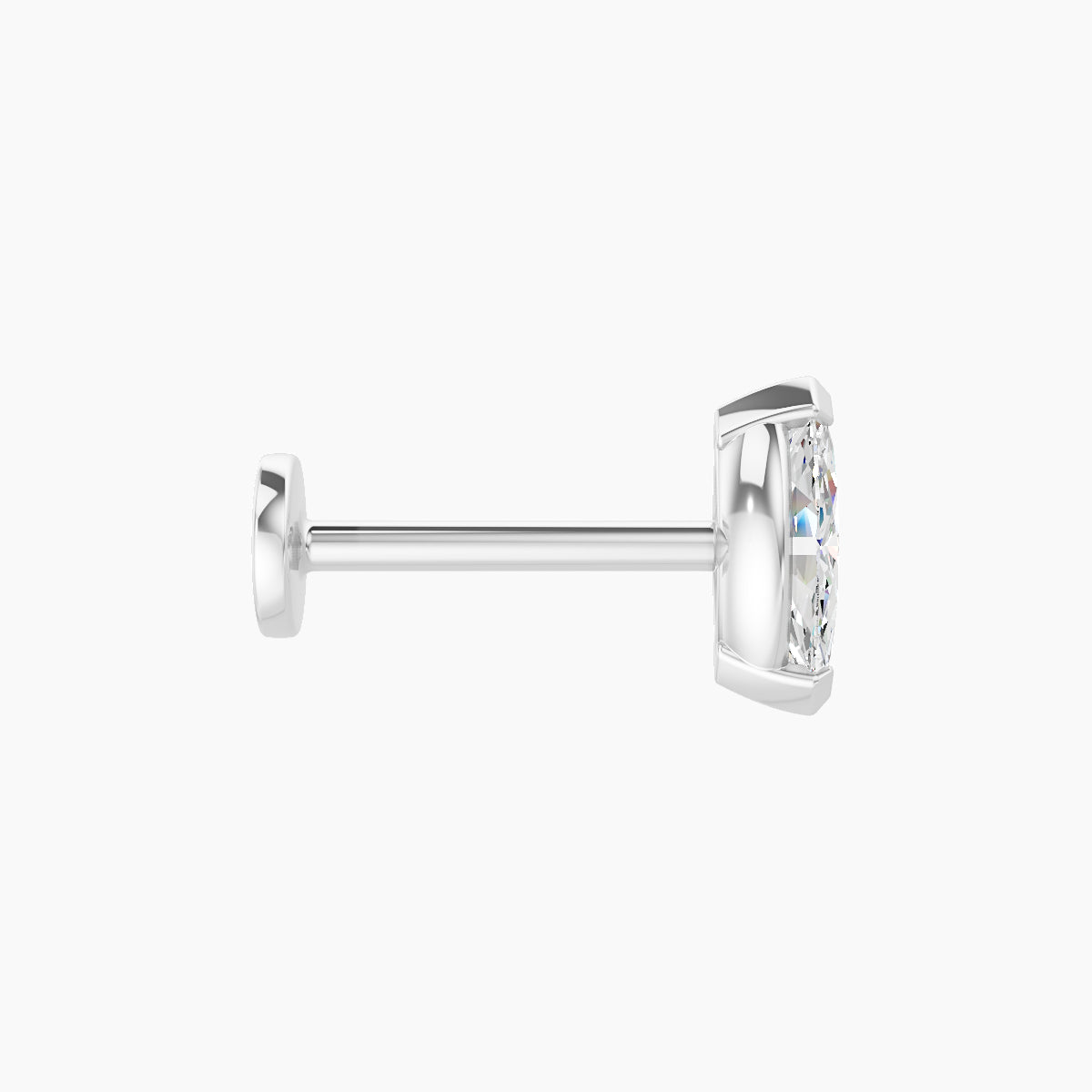 Nut | 18k White Gold 7 mm 8 mm Marquise Diamond Nose Piercing