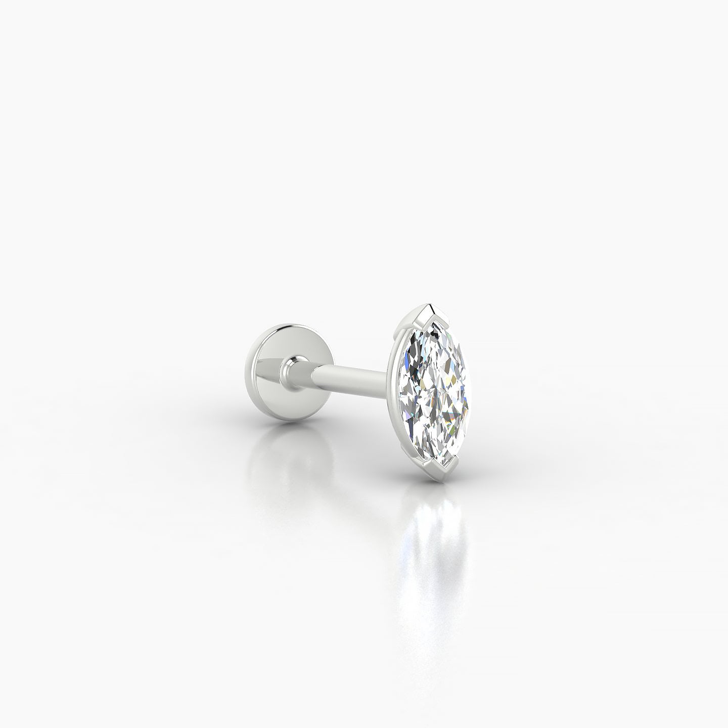 Nut | 18k White Gold 7 mm 8 mm Marquise Diamond Nostril Piercing