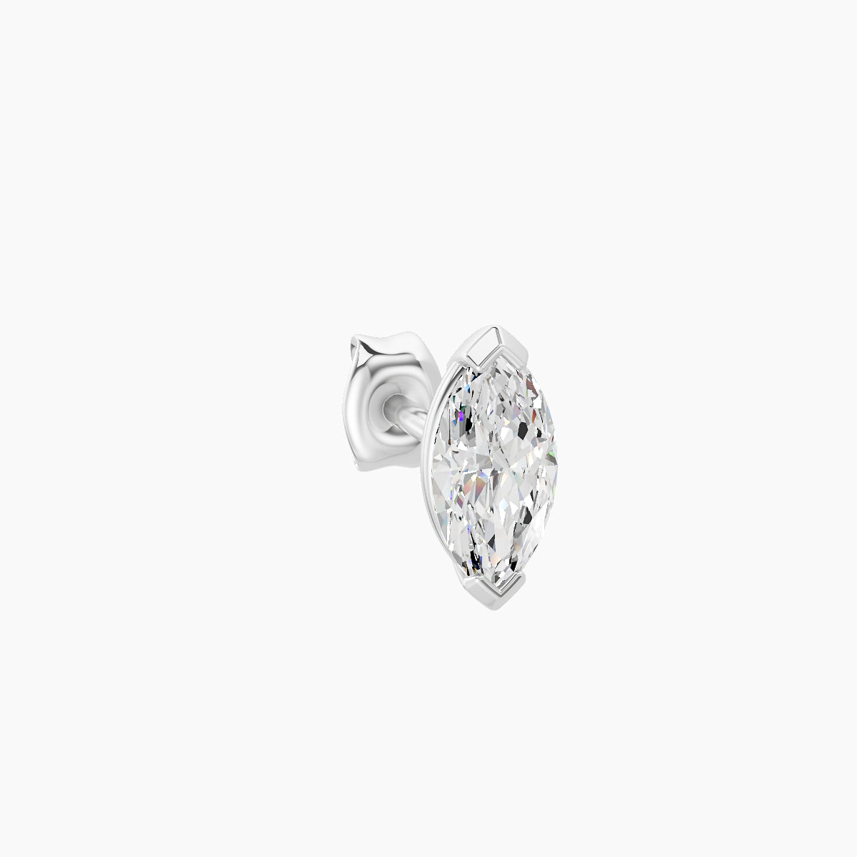 Nut | 18k White Gold 7 mm Marquise Diamond Earring