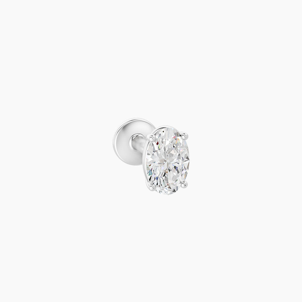 Nut | 18k White Gold 4.5 mm 5 mm Oval Diamond Nose Piercing