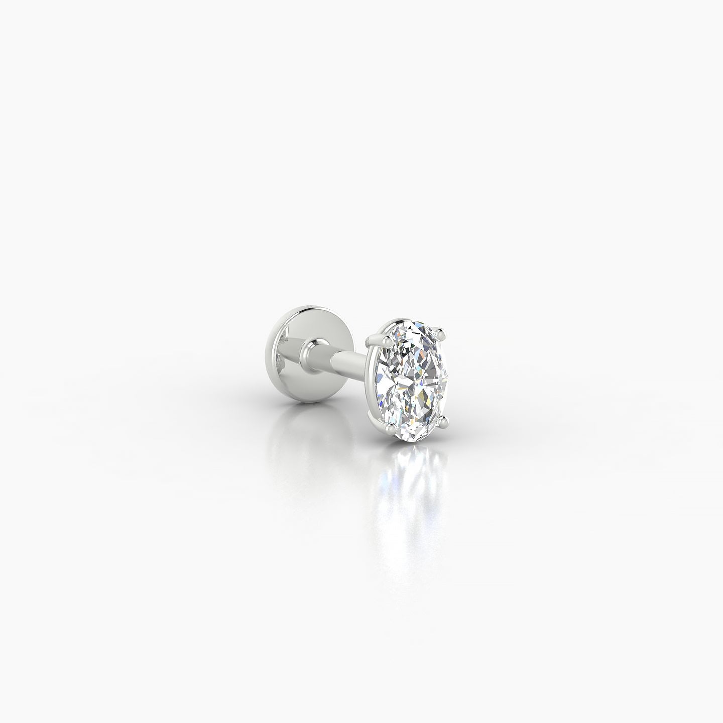 Nut | 18k White Gold 4.5 mm 5 mm Oval Diamond Nostril Piercing