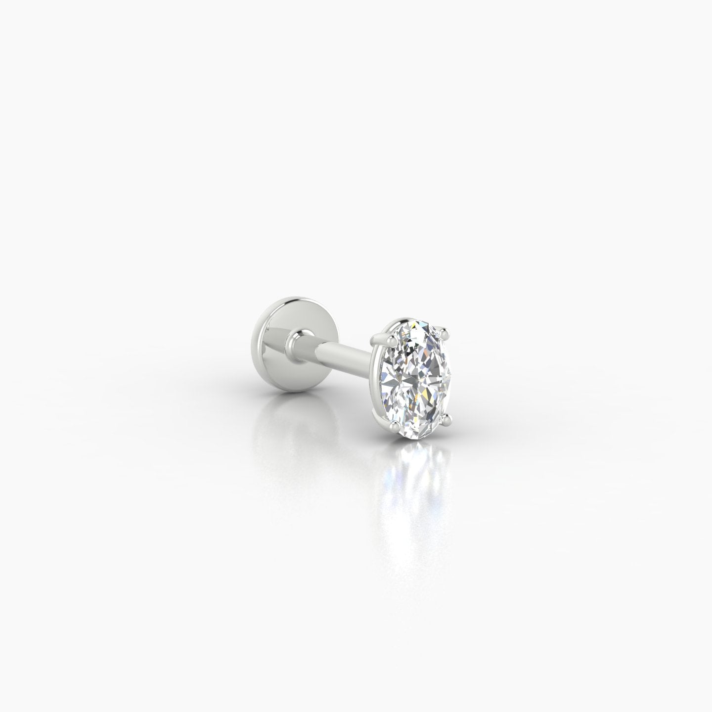 Nut | 18k White Gold 4.5 mm 6.5 mm Oval Diamond Nostril Piercing