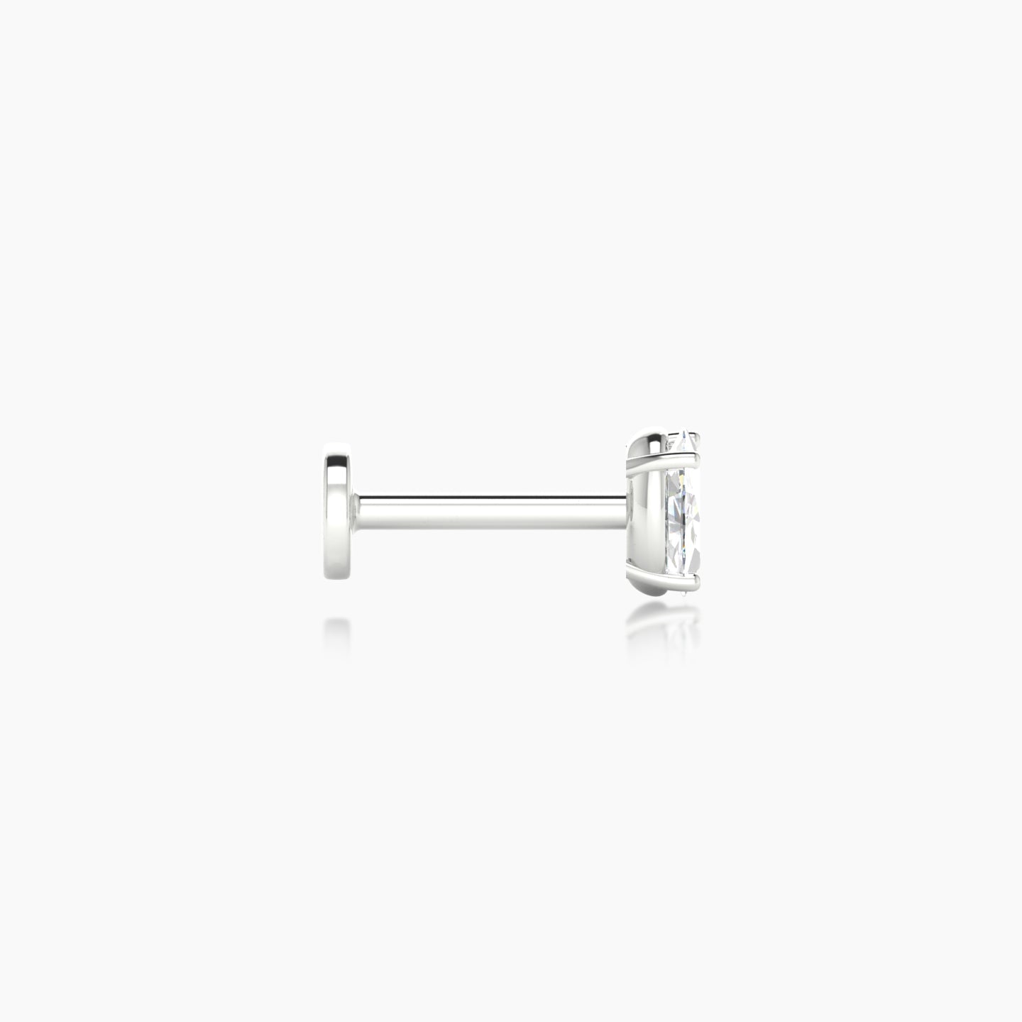 Nut | 18k White Gold 4.5 mm 6.5 mm Oval Diamond Nostril Piercing