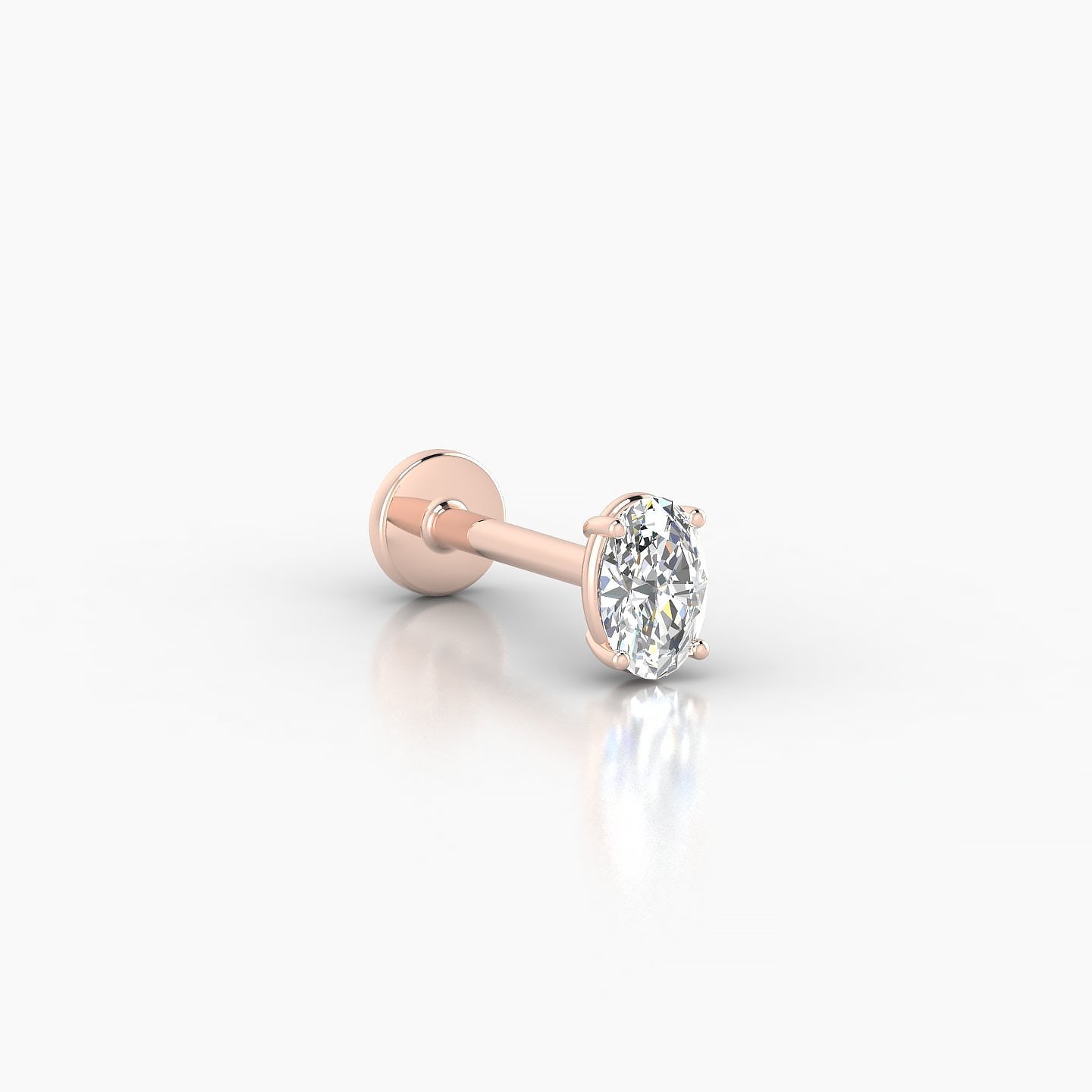 Nut | 18k Rose Gold 4.5 mm 8 mm Oval Diamond Nostril Piercing