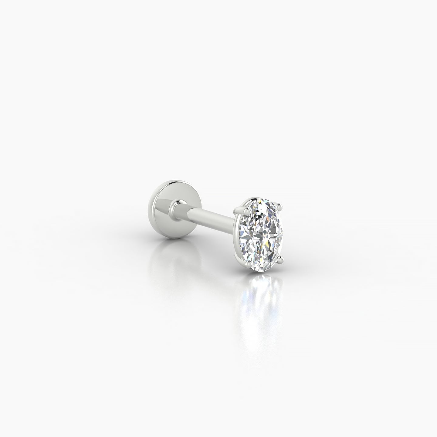 Nut | 18k White Gold 4.5 mm 8 mm Oval Diamond Nostril Piercing