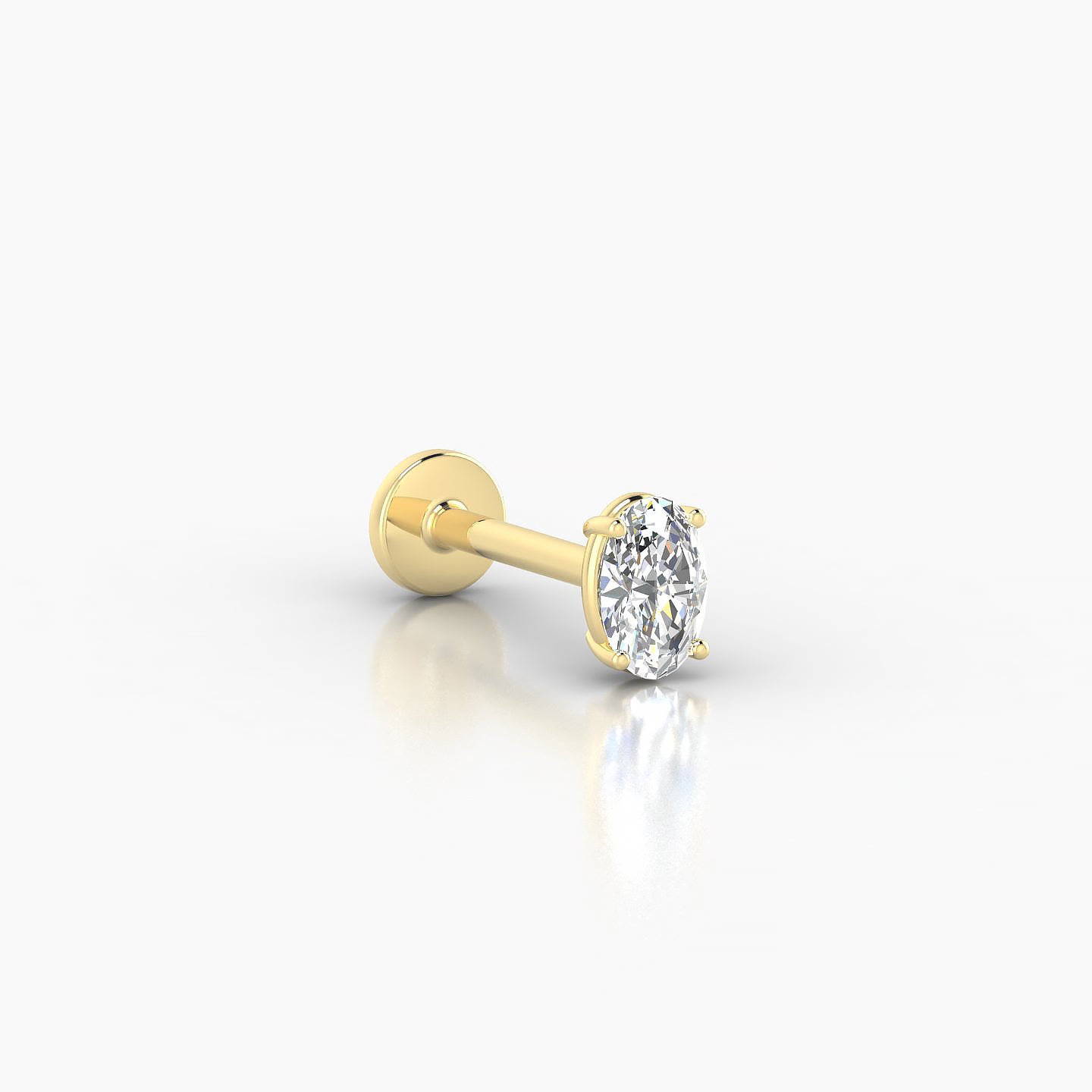 Nut | 18k Yellow Gold 4.5 mm 8 mm Oval Diamond Nostril Piercing