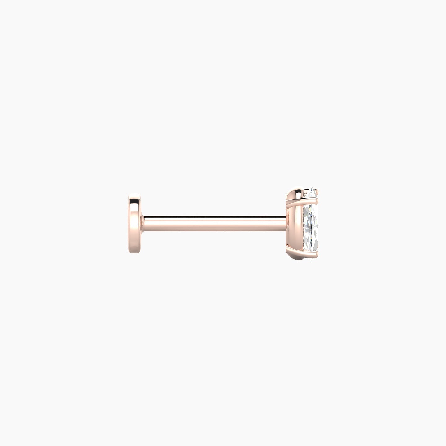 Nut | 18k Rose Gold 4.5 mm 8 mm Oval Diamond Nostril Piercing