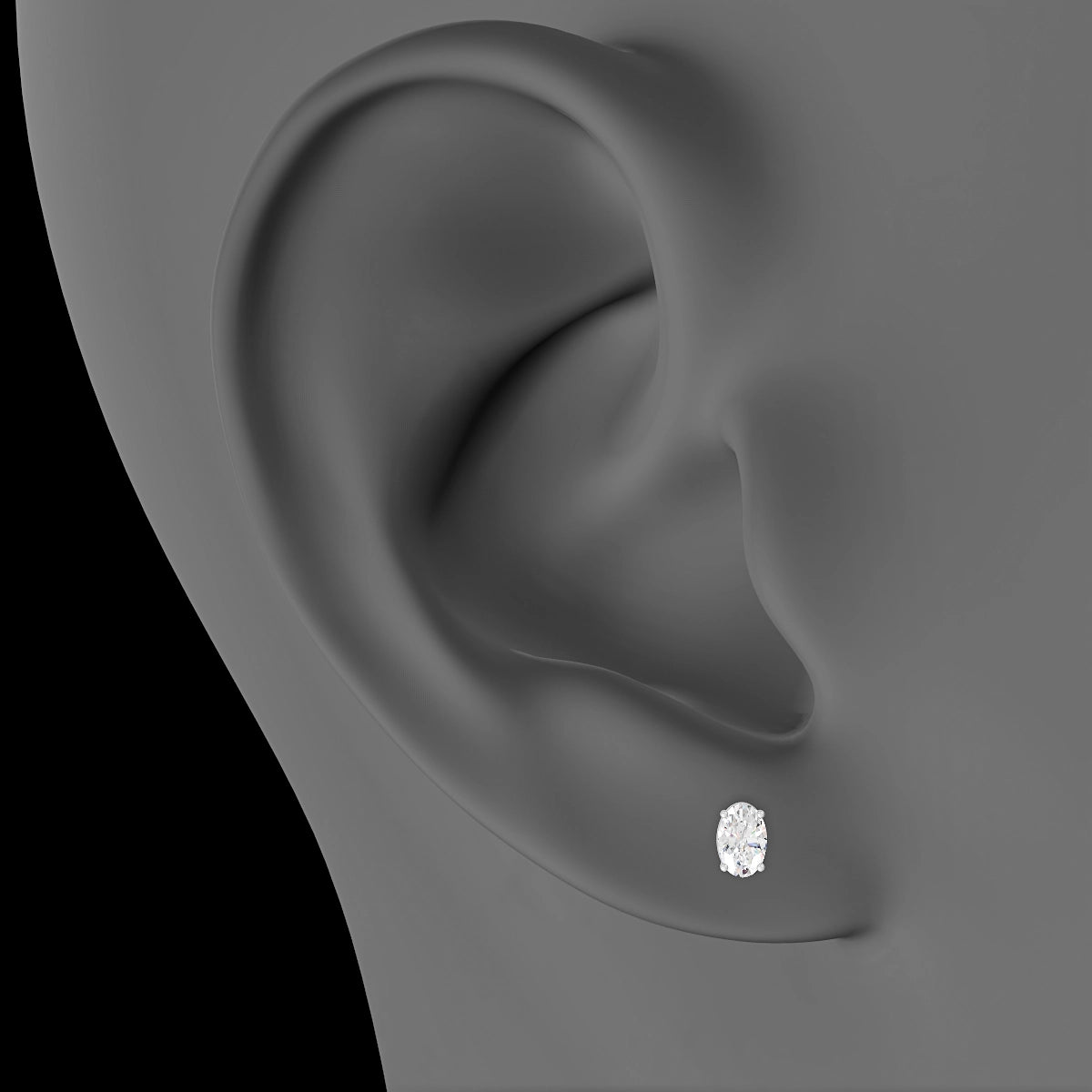 Nut | 18k White Gold 4.5 mm 8 mm Oval Diamond Piercing