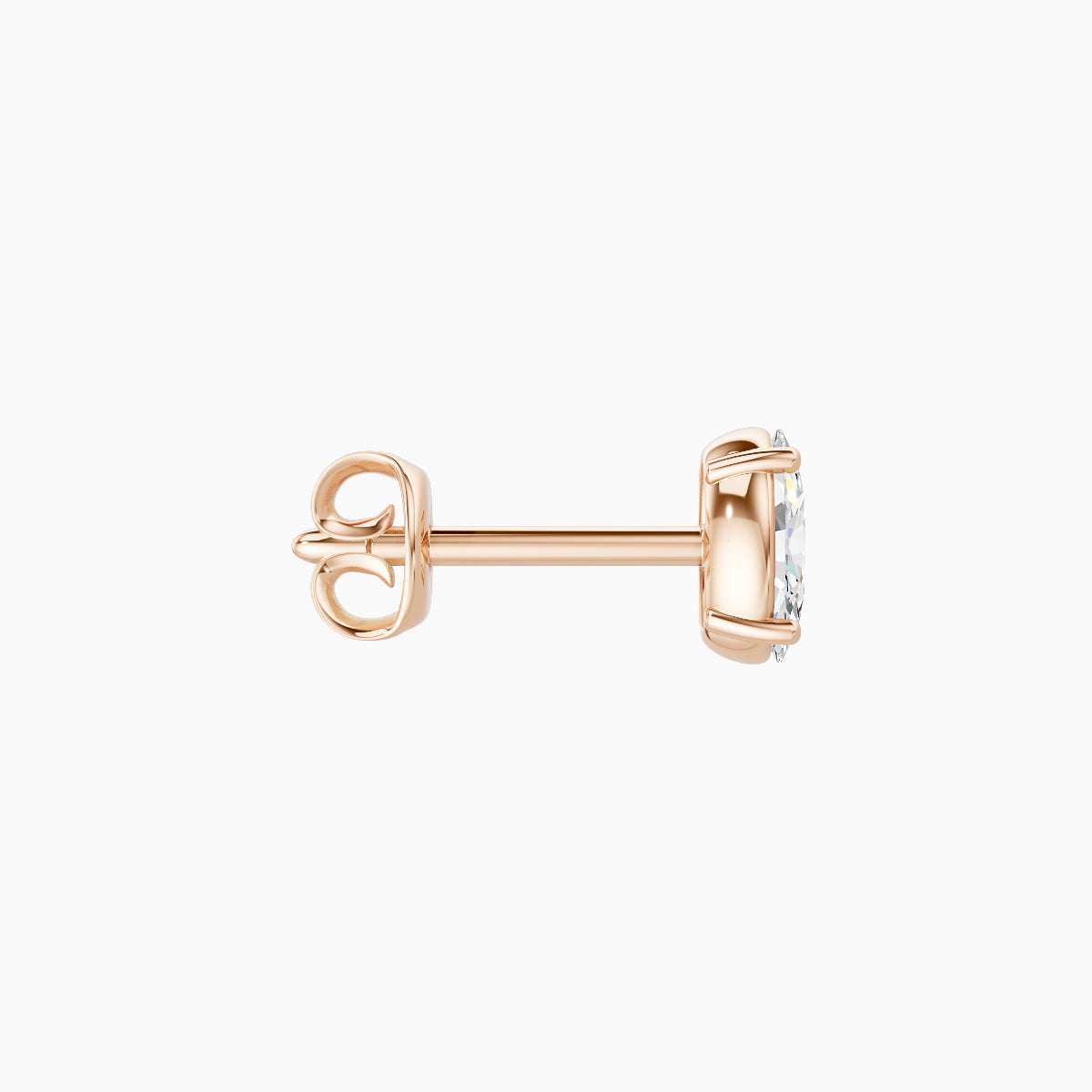 Nut | 18k Rose Gold 4.5 mm Oval Diamond Earring
