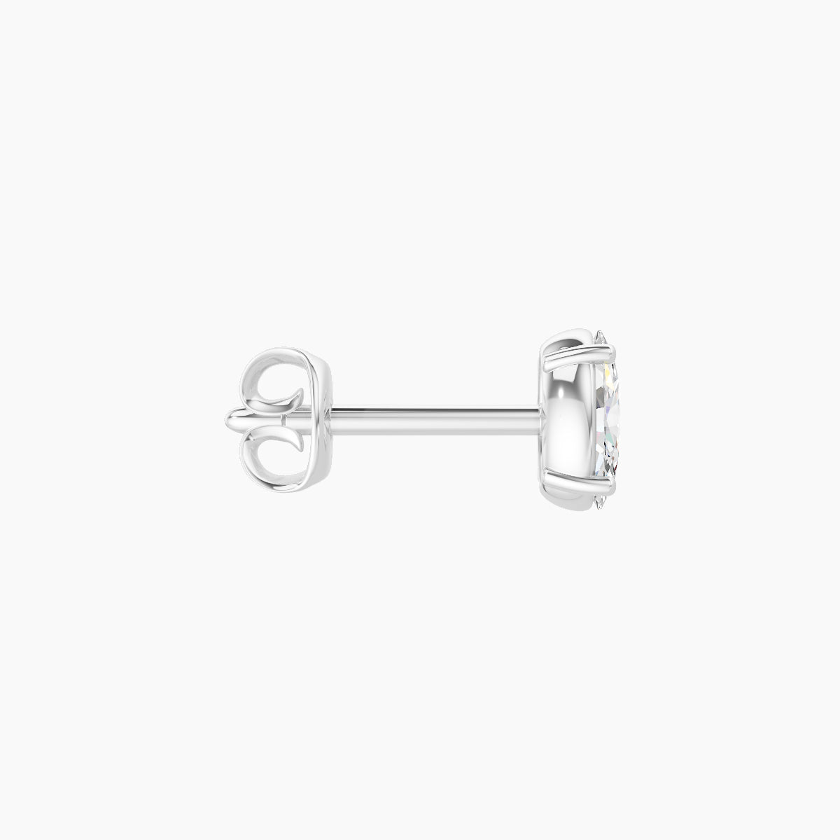 Nut | 18k White Gold 4.5 mm Oval Diamond Earring