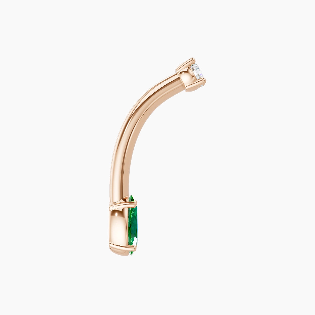 Nut | 18k Rose Gold 5 mm 10 mm Oval Emerald & Diamond Belly Piercing