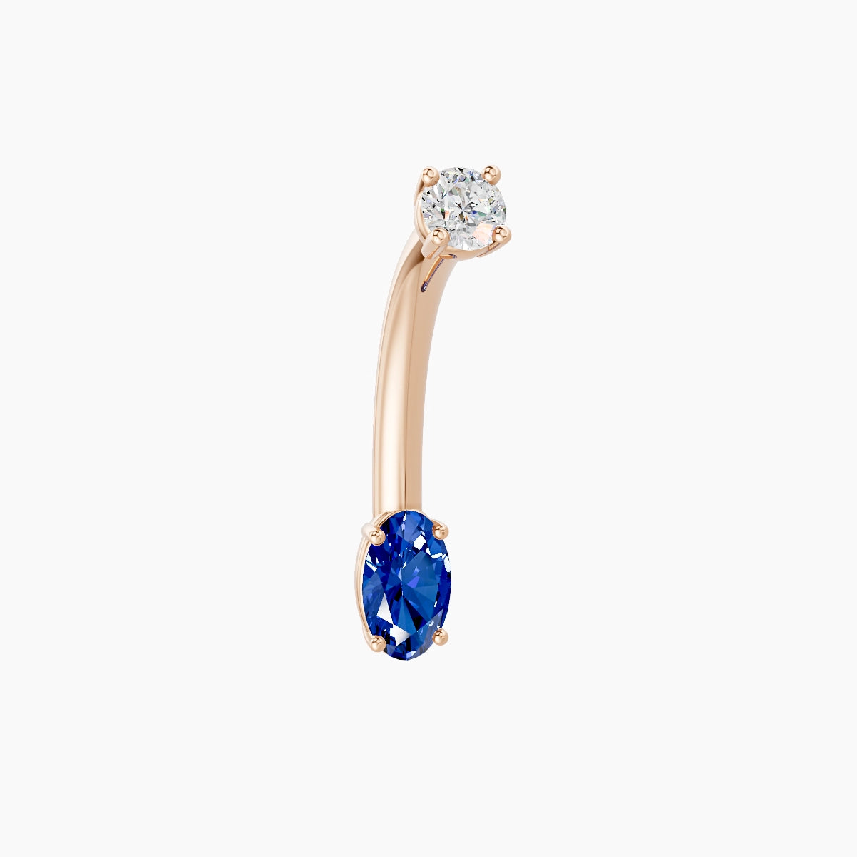 Nut | 18k Rose Gold 5 mm 10 mm Oval Sapphire & Diamond Belly Piercing