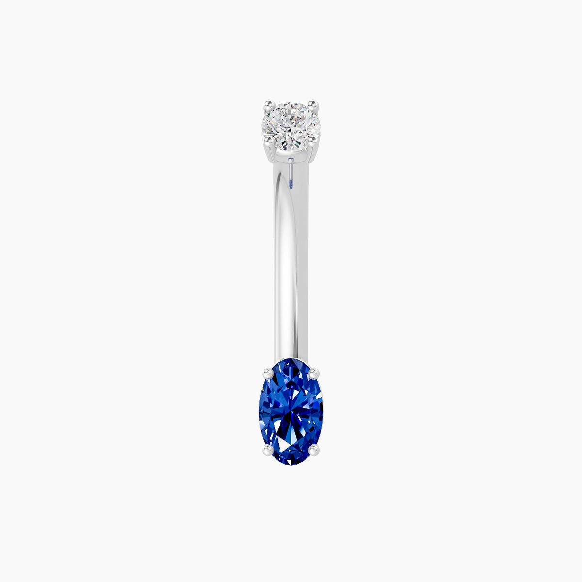 Nut | 18k White Gold 5 mm 10 mm Oval Sapphire & Diamond Belly Piercing