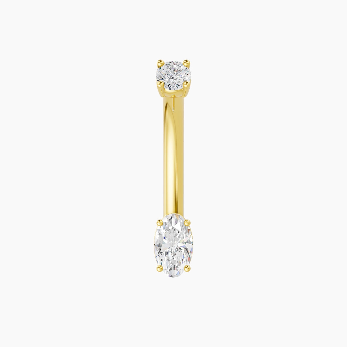 Nut | 18k Yellow Gold 5 mm 10 mm Oval Diamond Belly Piercing