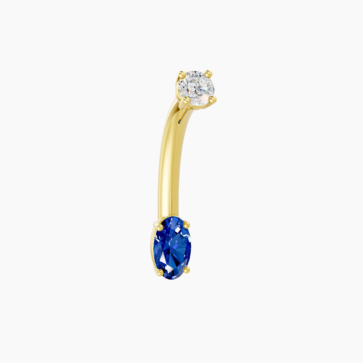 Nut | 18k Yellow Gold 5 mm 10 mm Oval Sapphire & Diamond Belly Piercing