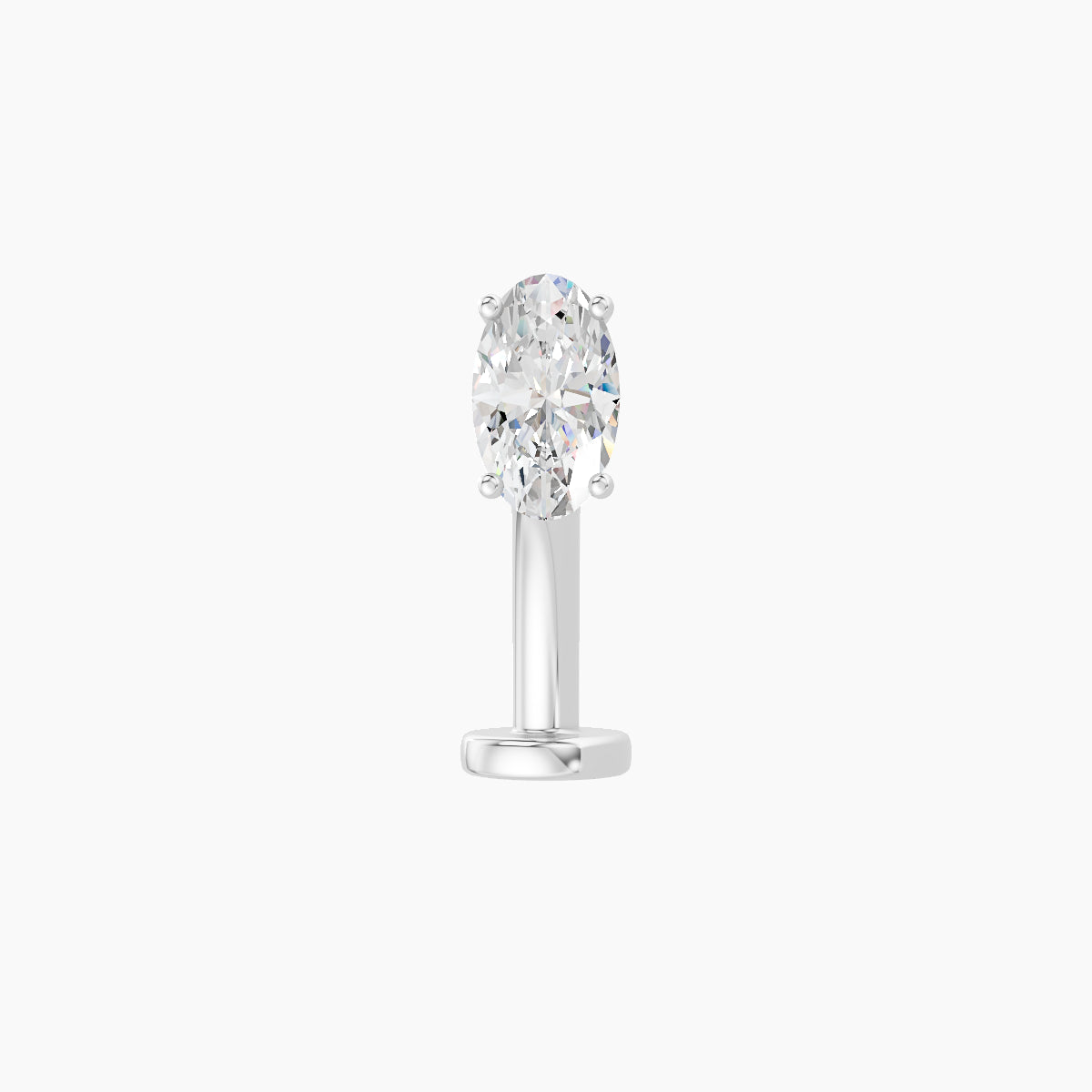 Nut | 18k White Gold 5 mm 10 mm Oval Diamond Floating Navel Piercing
