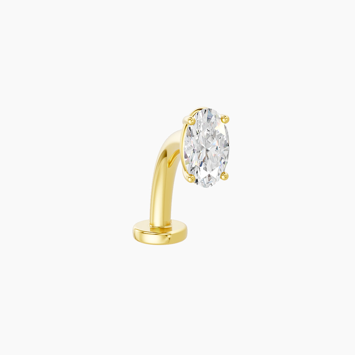 Nut | 18k Yellow Gold 5 mm 10 mm Oval Diamond Floating Navel Piercing