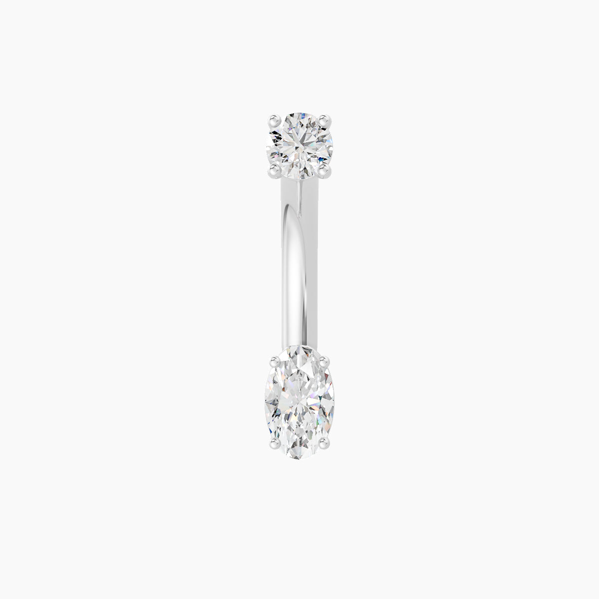 Nut | 18k White Gold 5 mm 10 mm Oval Diamond Navel Piercing