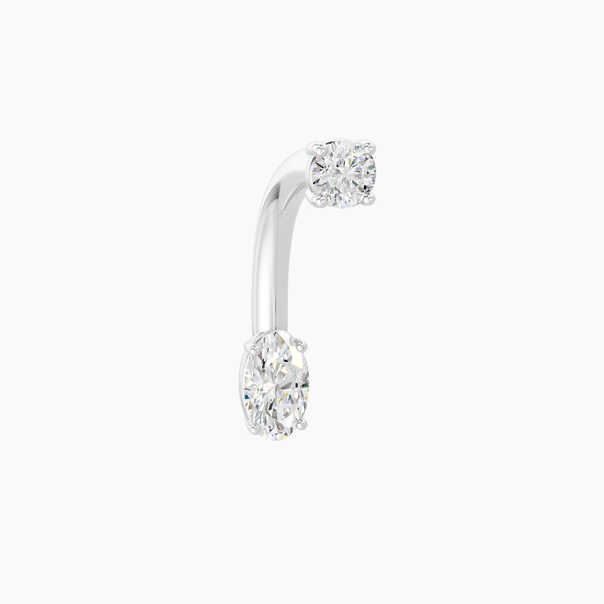 Nut | 18k White Gold 5 mm 10 mm Oval Diamond Navel Piercing