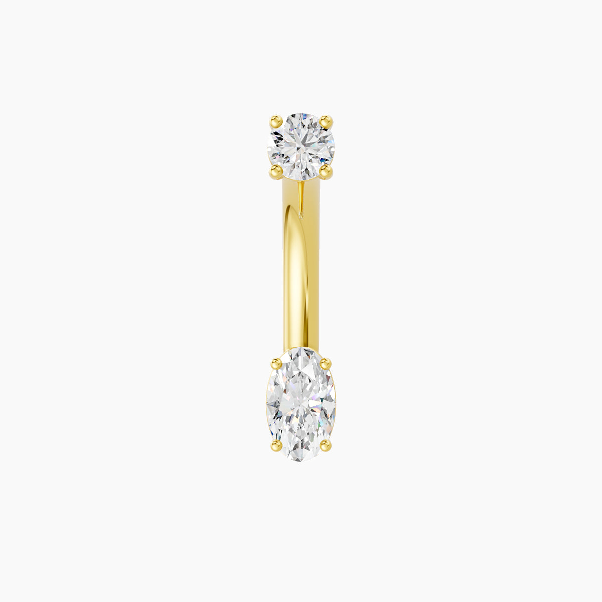 Nut | 18k Yellow Gold 5 mm 10 mm Oval Diamond Navel Piercing