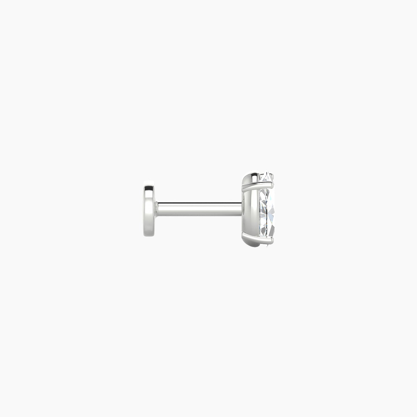 Nut | 18k White Gold 5 mm 5 mm Oval Diamond Nostril Piercing