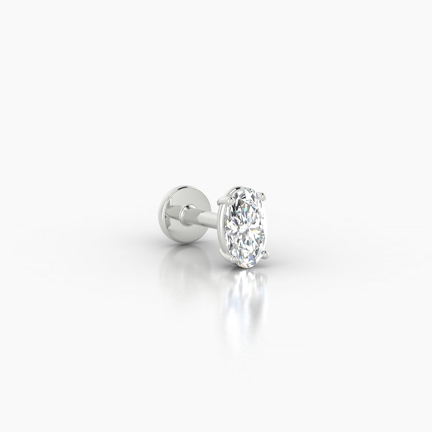 Nut | 18k White Gold 5 mm 5 mm Oval Diamond Piercing