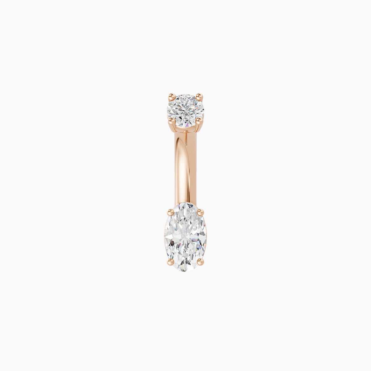 Nut | 18k Rose Gold 5 mm 6 mm Oval Diamond Belly Piercing