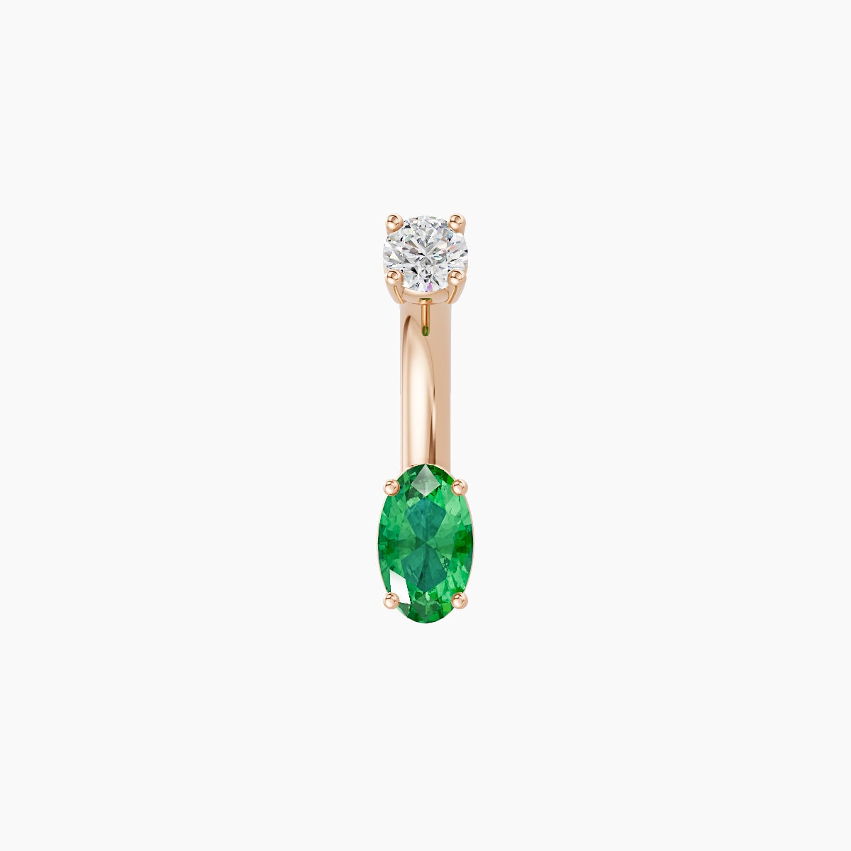 Nut | 18k Rose Gold 5 mm 6 mm Oval Emerald & Diamond Belly Piercing