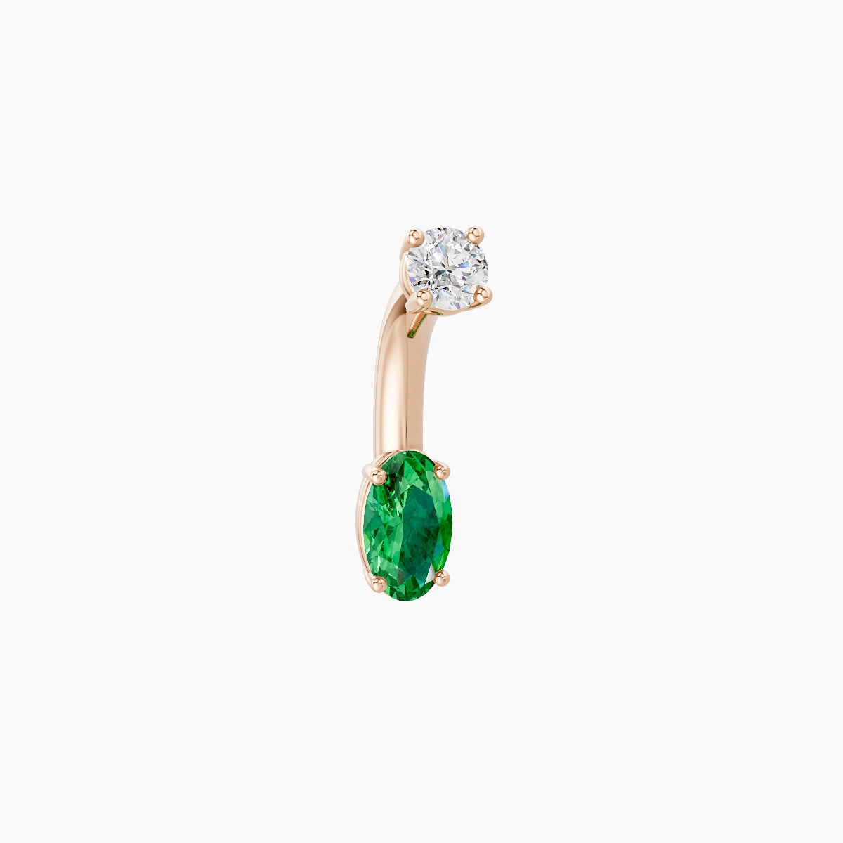 Nut | 18k Rose Gold 5 mm 6 mm Oval Emerald & Diamond Belly Piercing