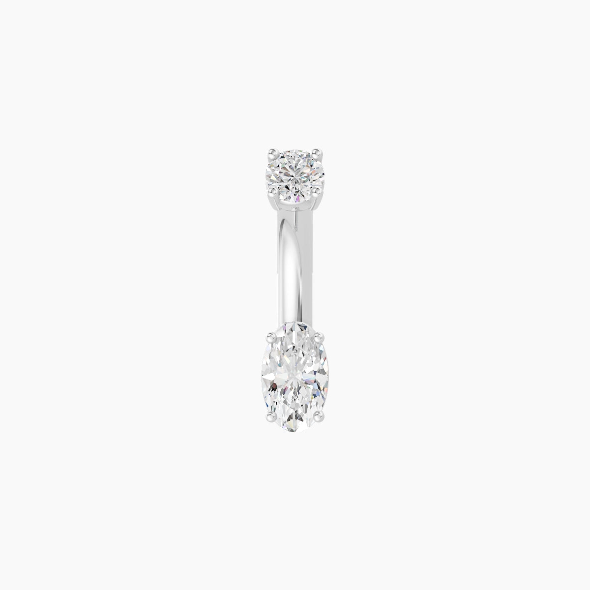 Nut | 18k White Gold 5 mm 6 mm Oval Diamond Belly Piercing