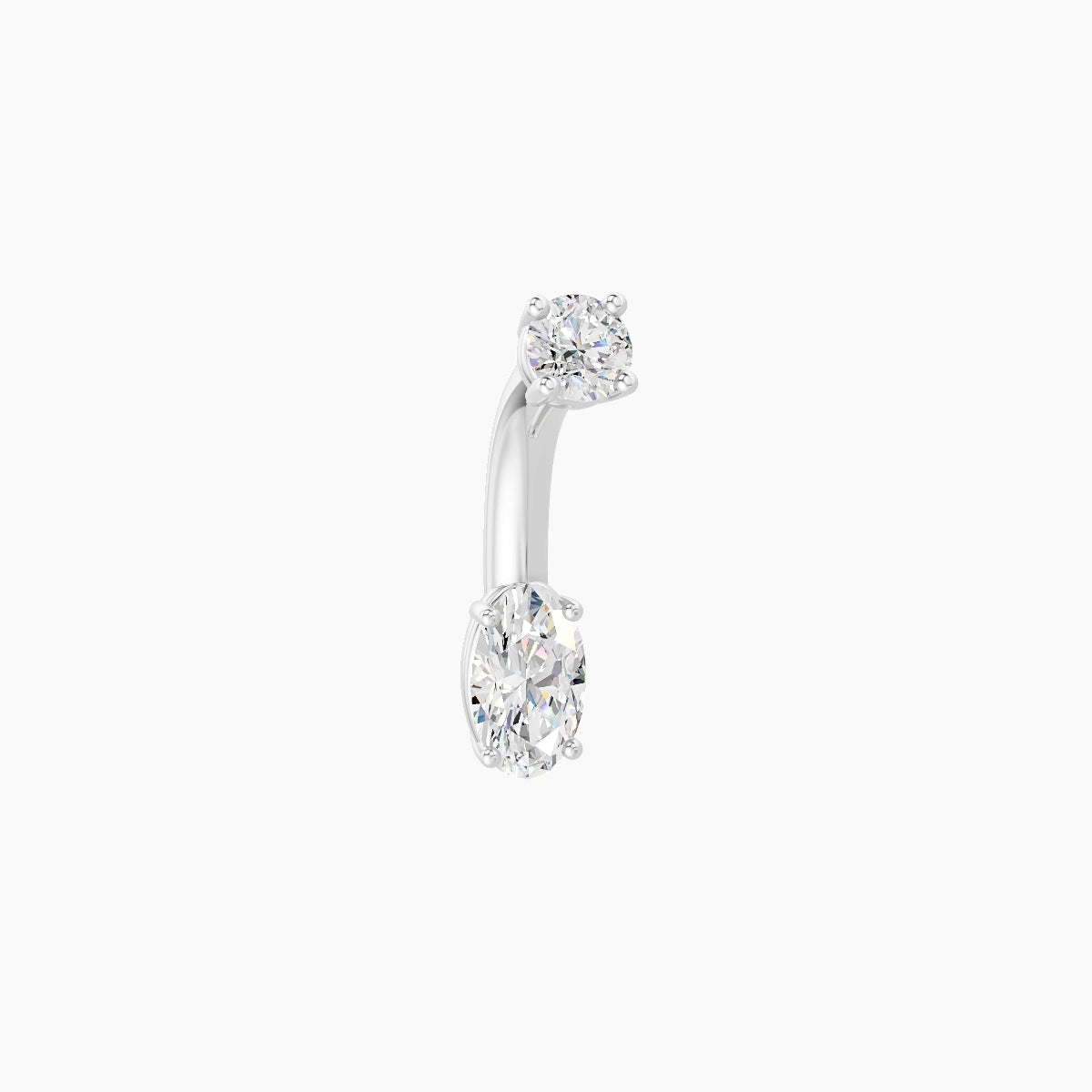 Nut | 18k White Gold 5 mm 6 mm Oval Diamond Belly Piercing