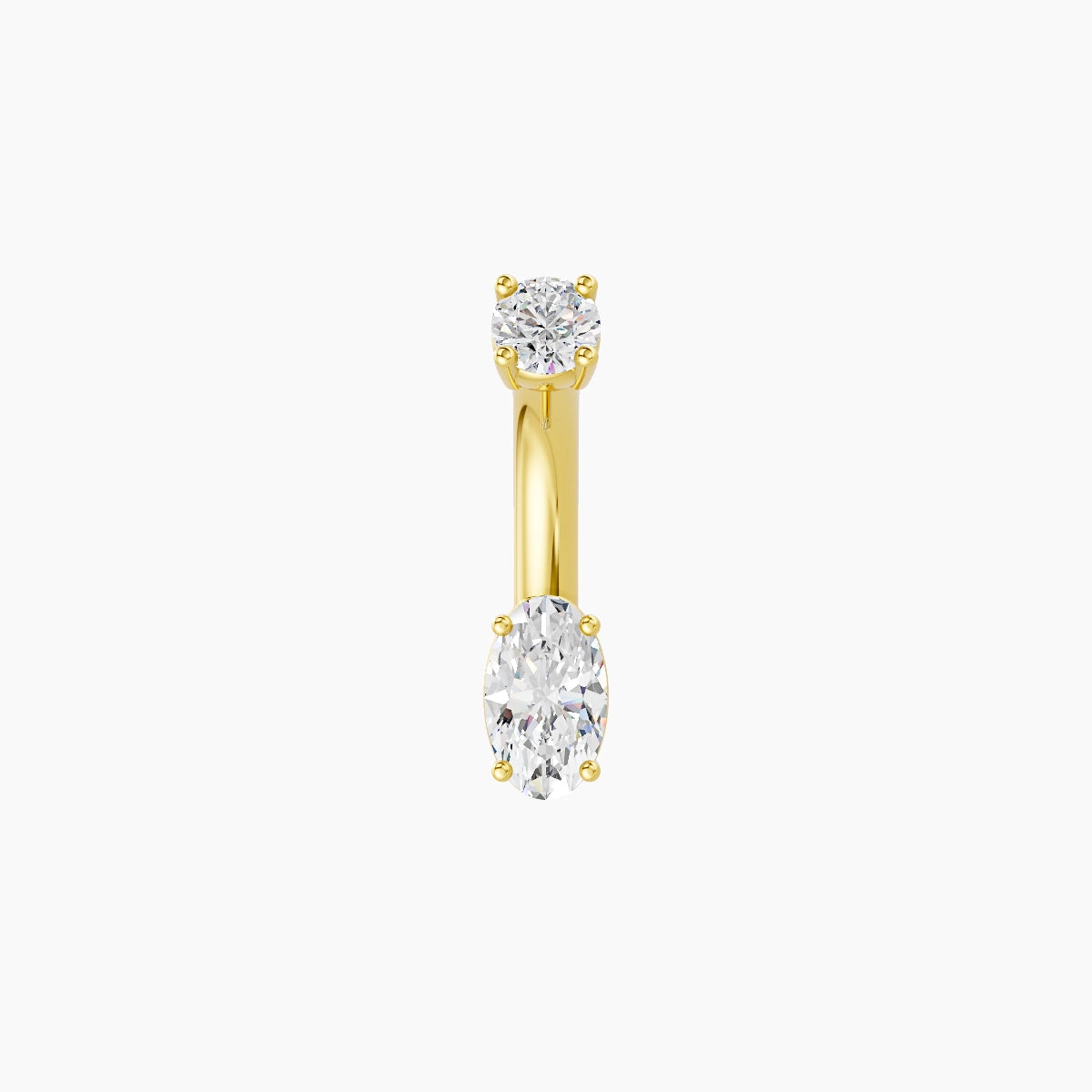 Nut | 18k Yellow Gold 5 mm 6 mm Oval Diamond Belly Piercing
