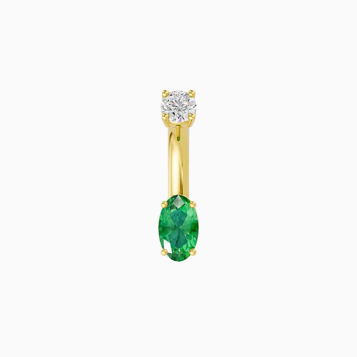 Nut | 18k Yellow Gold 5 mm 6 mm Oval Emerald & Diamond Belly Piercing
