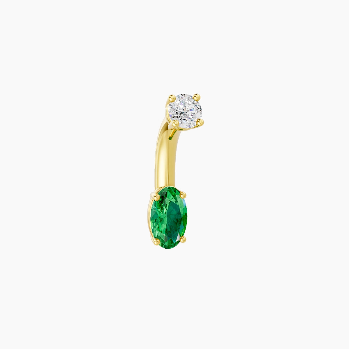Nut | 18k Yellow Gold 5 mm 6 mm Oval Emerald & Diamond Belly Piercing