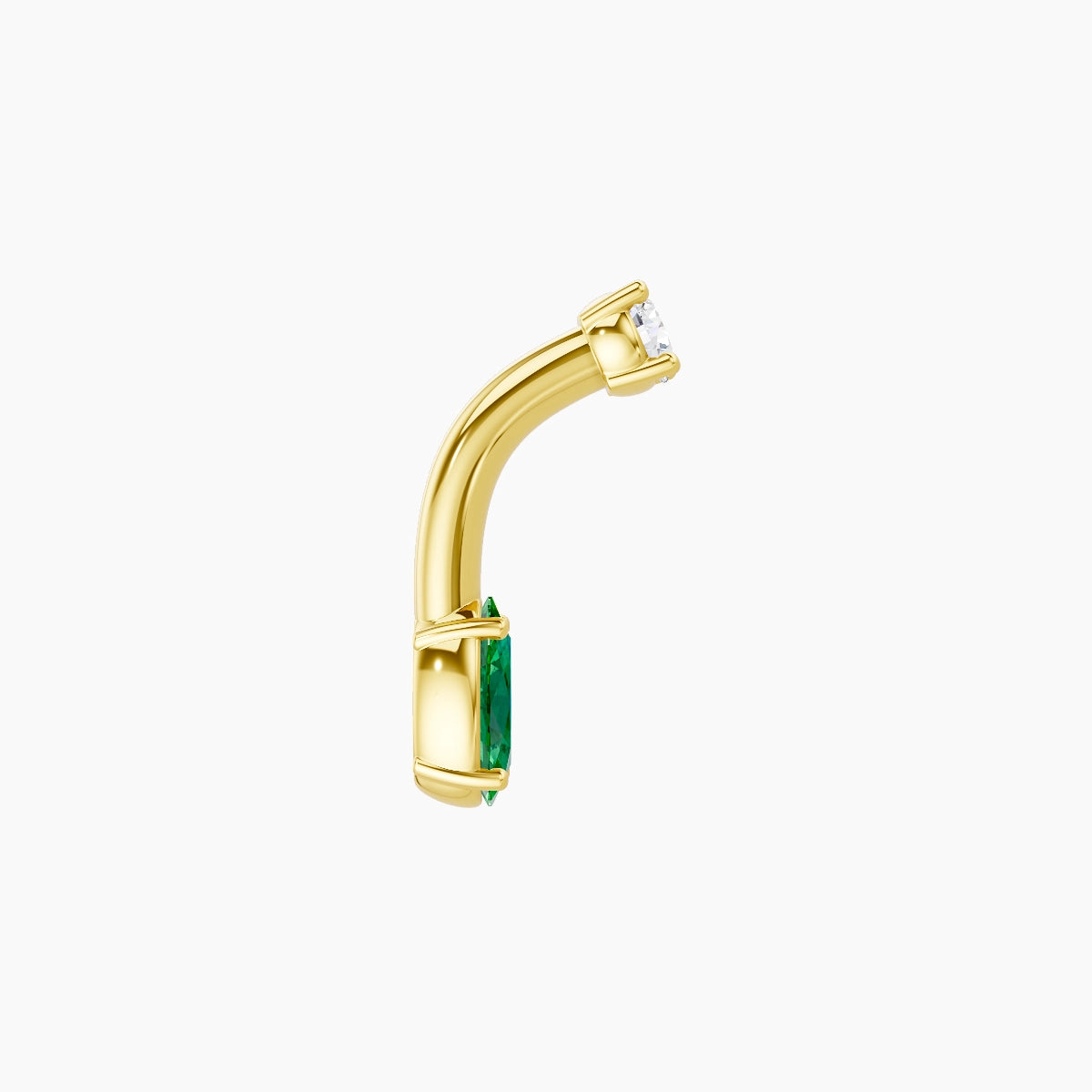 Nut | 18k Yellow Gold 5 mm 6 mm Oval Emerald & Diamond Belly Piercing