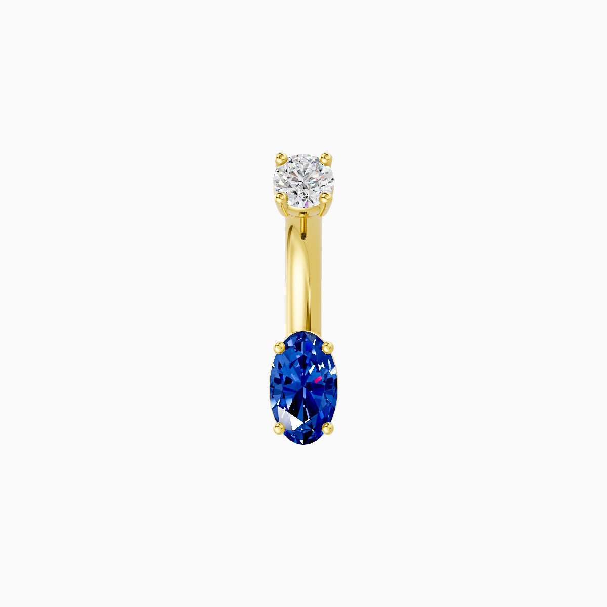 Nut | 18k Yellow Gold 5 mm 6 mm Oval Sapphire & Diamond Belly Piercing