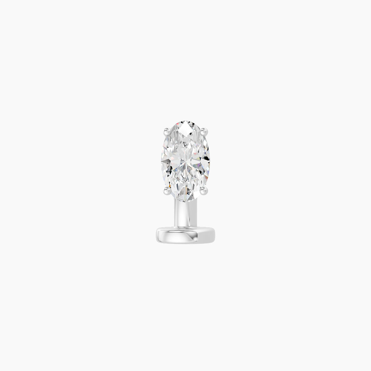 Nut | 18k White Gold 5 mm 6 mm Oval Diamond Floating Navel Piercing
