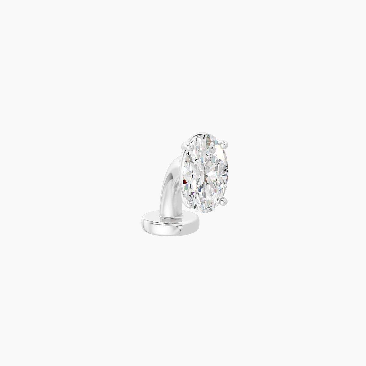 Nut | 18k White Gold 5 mm 6 mm Oval Diamond Floating Navel Piercing