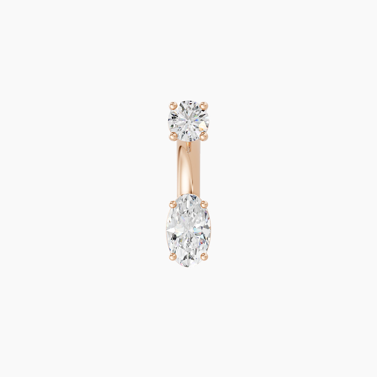 Nut | 18k Rose Gold 5 mm 6 mm Oval Diamond Navel Piercing