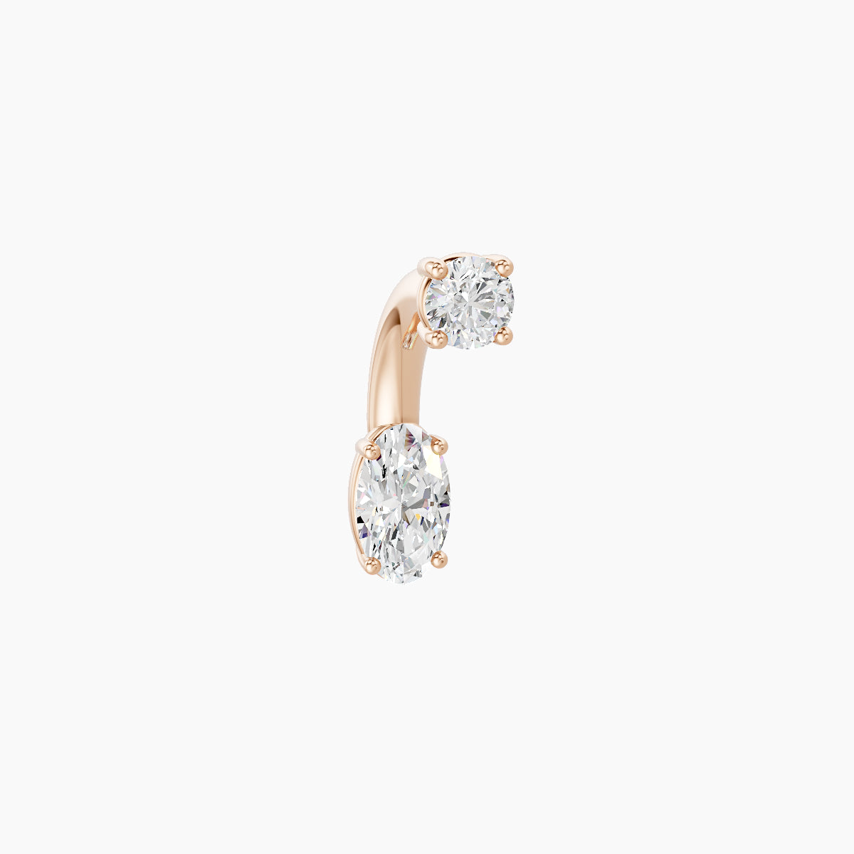 Nut | 18k Rose Gold 5 mm 6 mm Oval Diamond Navel Piercing