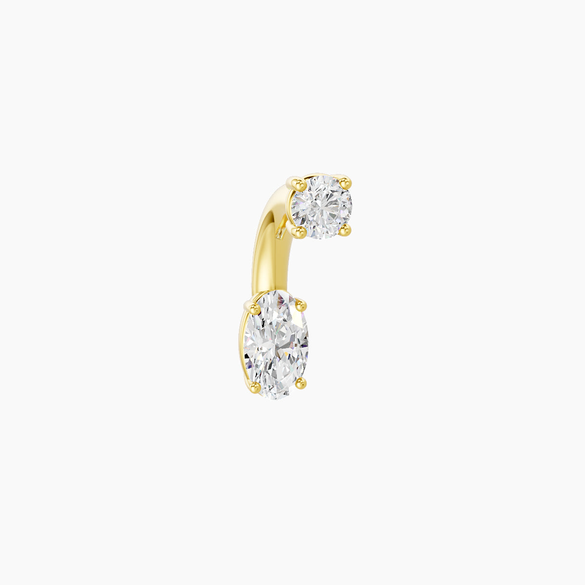 Nut | 18k Yellow Gold 5 mm 6 mm Oval Diamond Navel Piercing