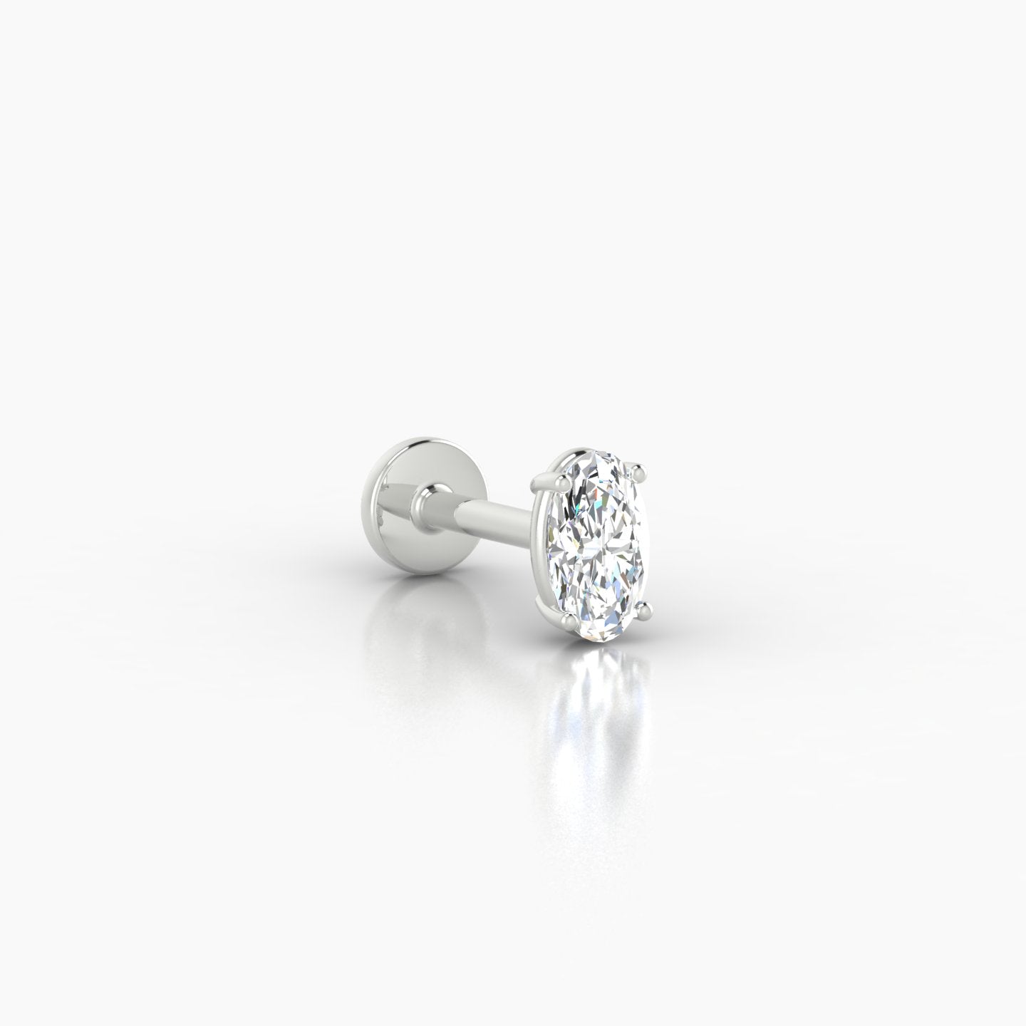 Nut | 18k White Gold 5 mm 6.5 mm Oval Diamond Nostril Piercing