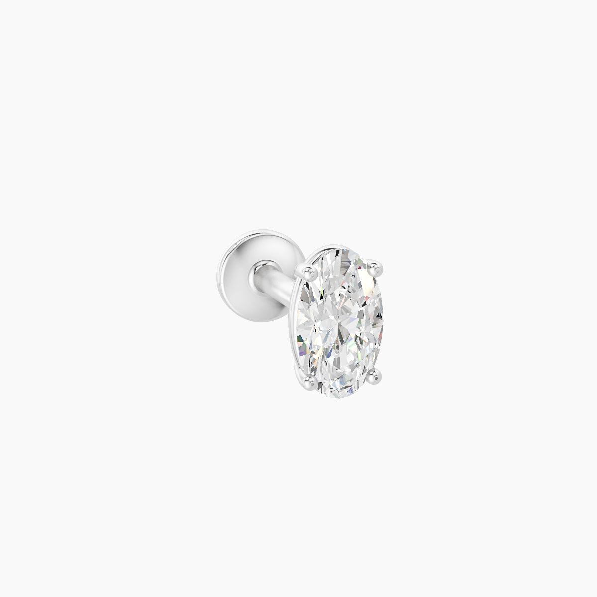 Nut | 18k White Gold 5 mm 6.5 mm Oval Diamond Piercing