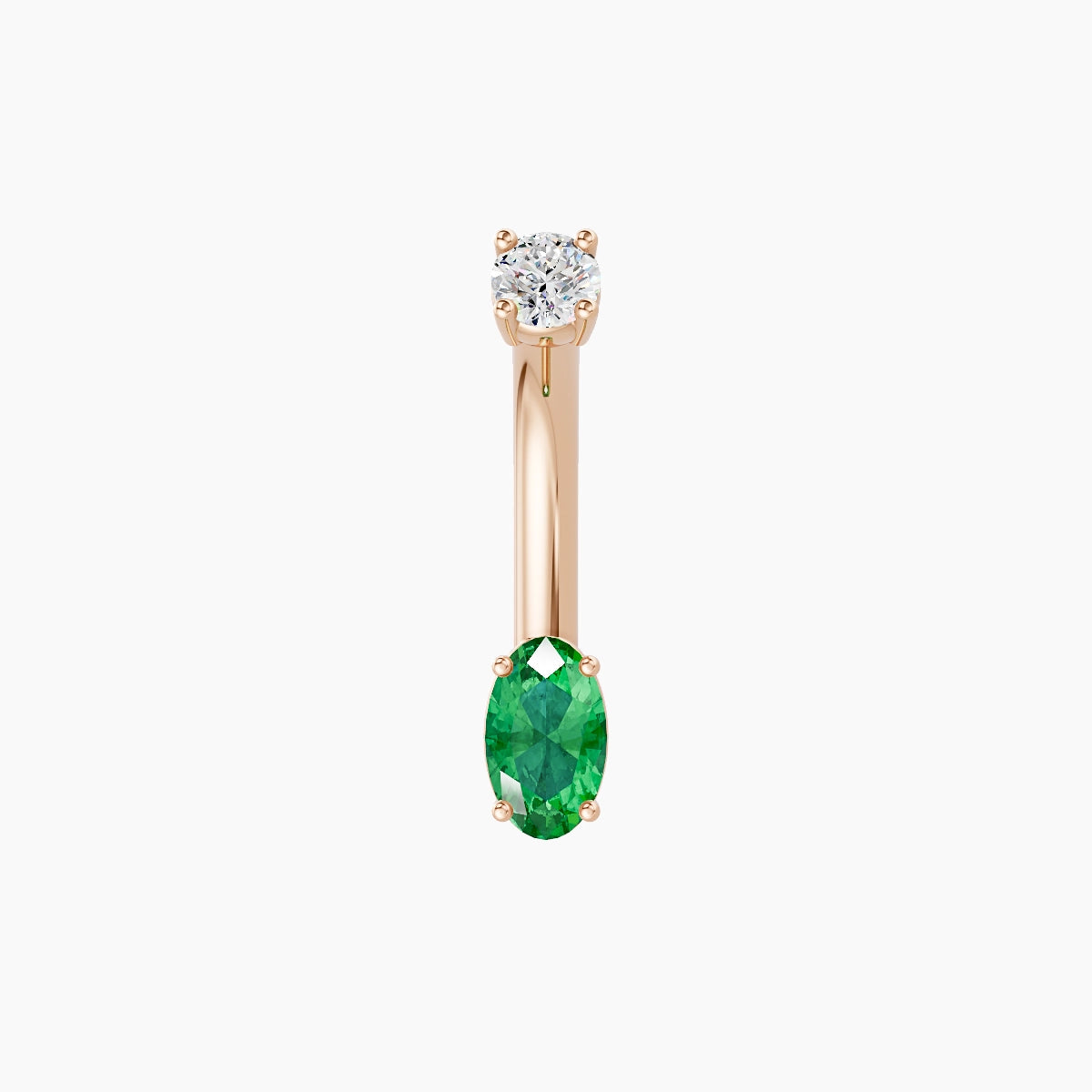 Nut | 18k Rose Gold 5 mm 8 mm Oval Emerald & Diamond Belly Piercing